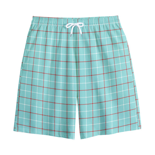 Blue White And Red Tattersall Print Cotton Shorts