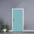 Blue White And Red Tattersall Print Door Sticker
