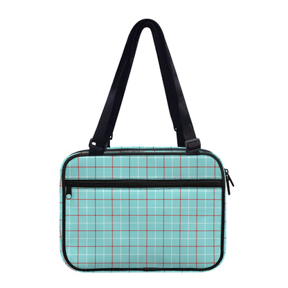 Blue White And Red Tattersall Print Double Strap Bible Bag