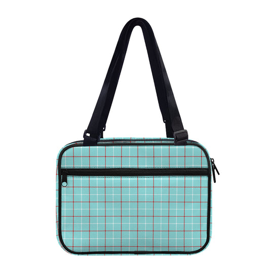 Blue White And Red Tattersall Print Double Strap Bible Bag