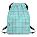 Blue White And Red Tattersall Print Drawstring Backpack