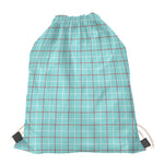 Blue White And Red Tattersall Print Drawstring Bag