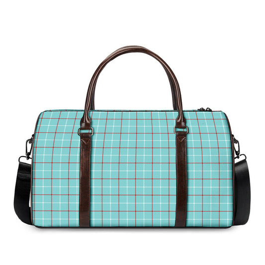 Blue White And Red Tattersall Print Duffle Bag