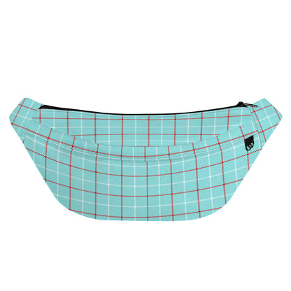 Blue White And Red Tattersall Print Fanny Pack