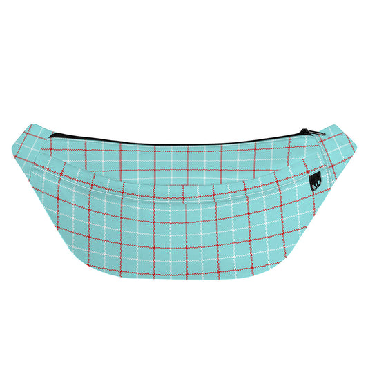 Blue White And Red Tattersall Print Fanny Pack