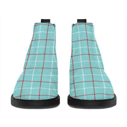 Blue White And Red Tattersall Print Flat Ankle Boots