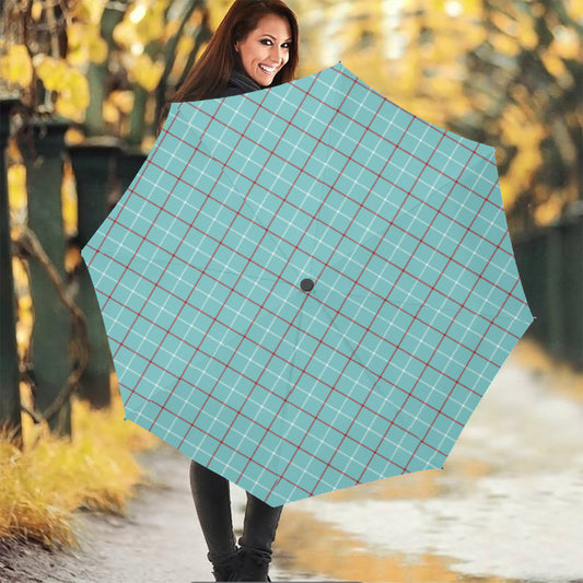 Blue White And Red Tattersall Print Foldable Umbrella
