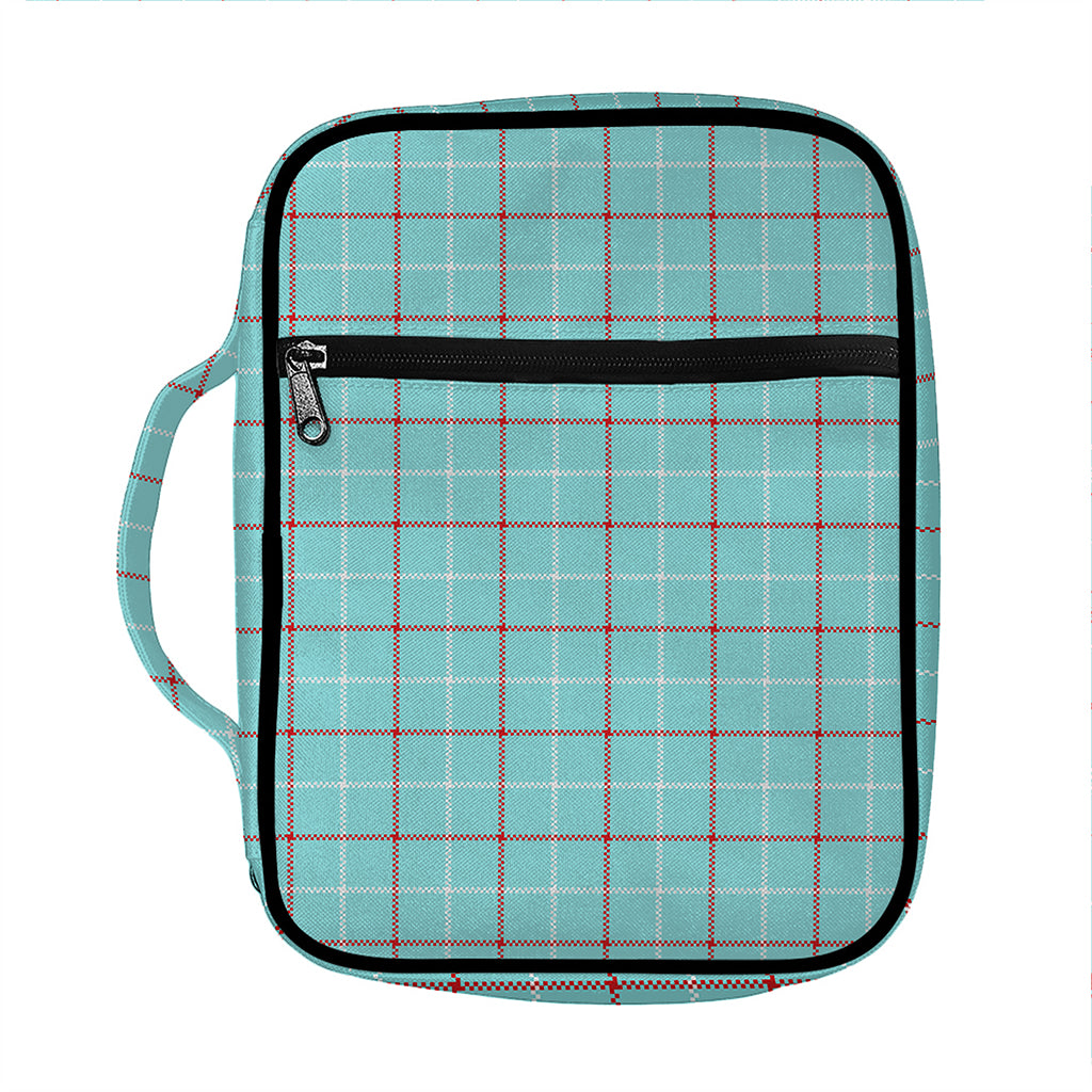 Blue White And Red Tattersall Print Front Pocket Bible Bag