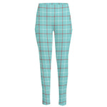 Blue White And Red Tattersall Print High-Waisted Pocket Leggings