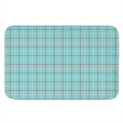 Blue White And Red Tattersall Print Indoor Door Mat