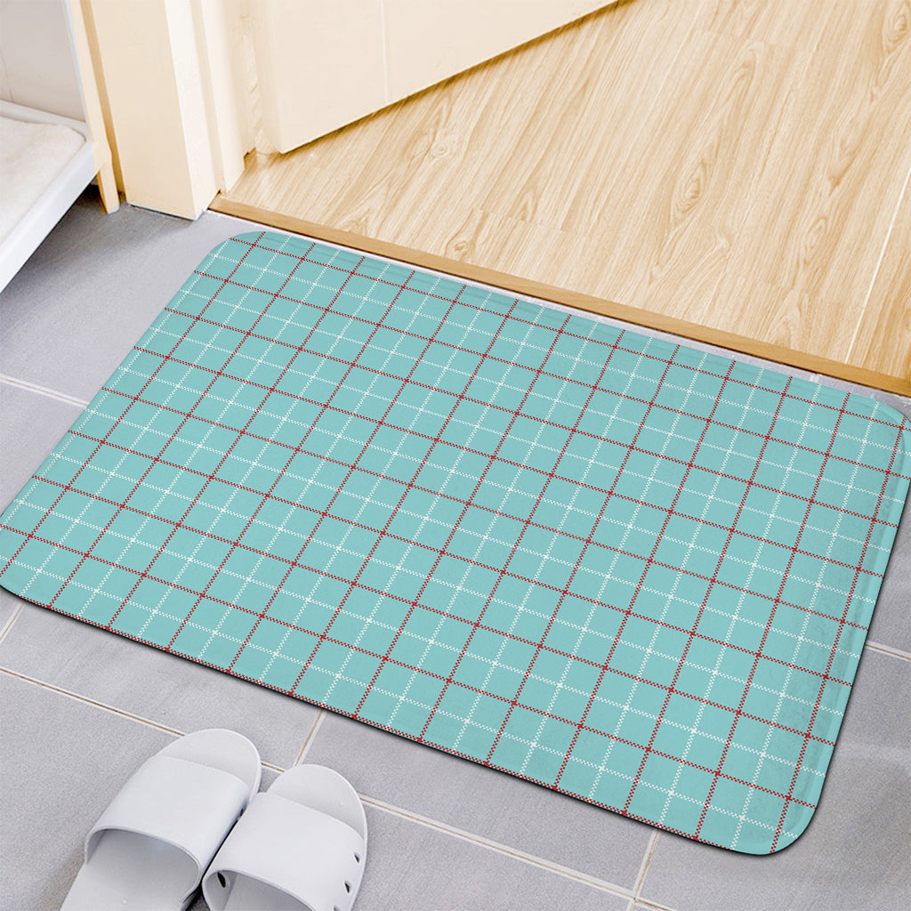 Blue White And Red Tattersall Print Indoor Door Mat