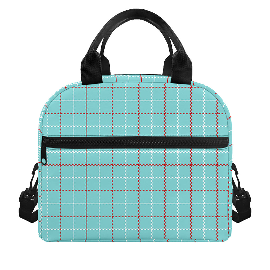 Blue White And Red Tattersall Print Insulated Lunch Bag
