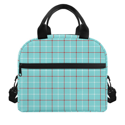 Blue White And Red Tattersall Print Insulated Lunch Bag