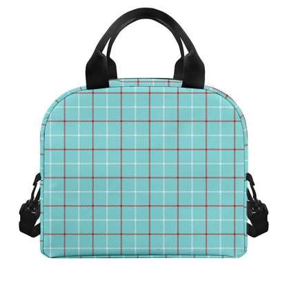 Blue White And Red Tattersall Print Insulated Lunch Bag