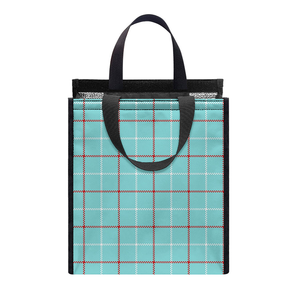 Blue White And Red Tattersall Print Insulated Lunch Tote
