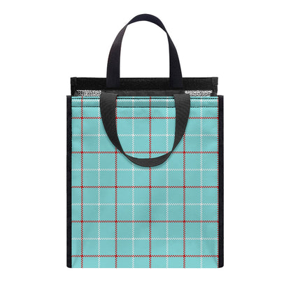 Blue White And Red Tattersall Print Insulated Lunch Tote