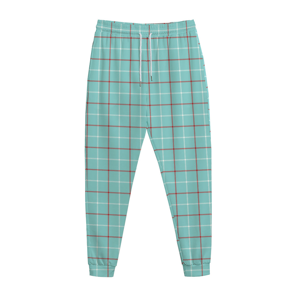 Blue White And Red Tattersall Print Jogger Pants