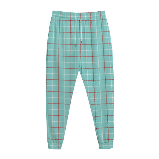 Blue White And Red Tattersall Print Jogger Pants