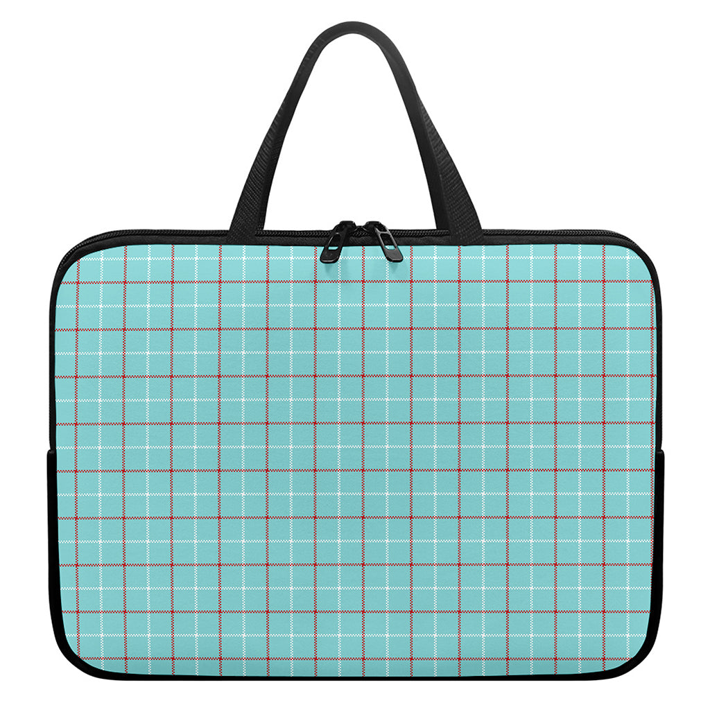Blue White And Red Tattersall Print Laptop Sleeve With Handle