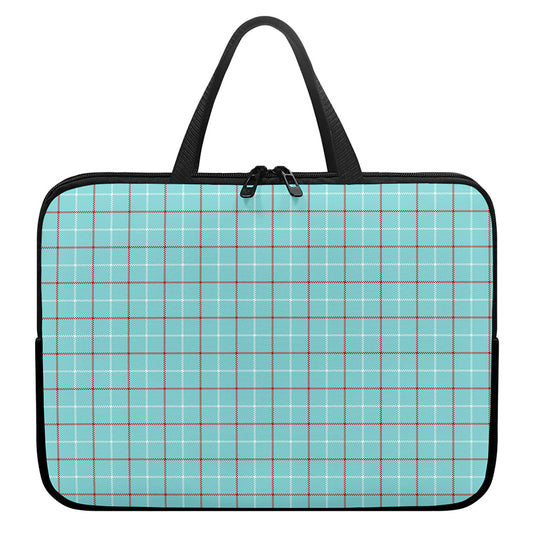 Blue White And Red Tattersall Print Laptop Sleeve With Handle