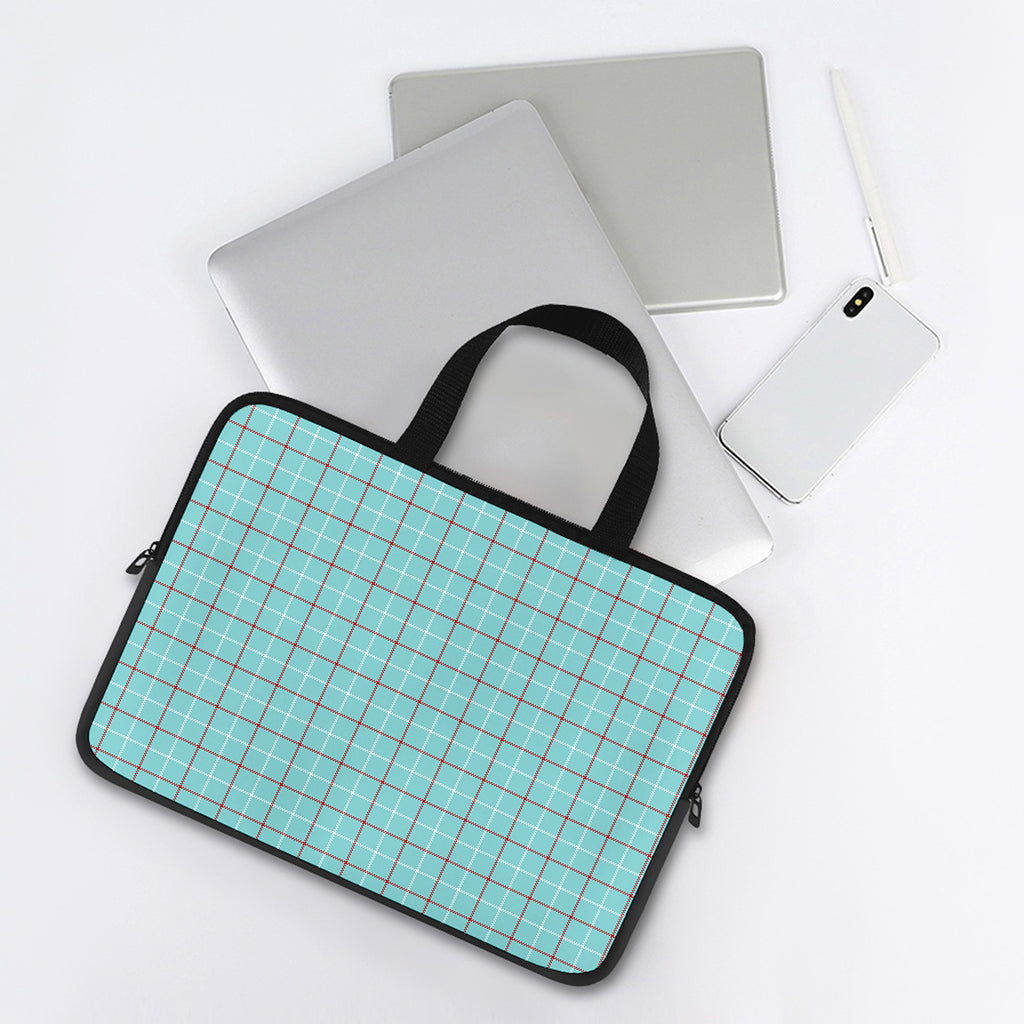 Blue White And Red Tattersall Print Laptop Sleeve With Handle