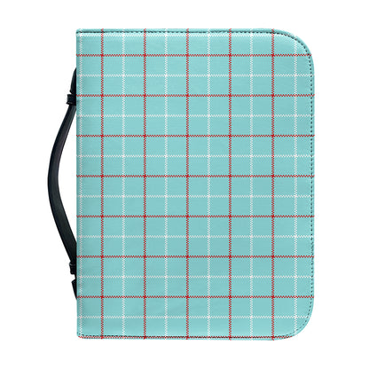 Blue White And Red Tattersall Print Leather Bible Cover