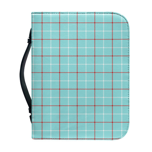 Blue White And Red Tattersall Print Leather Bible Cover
