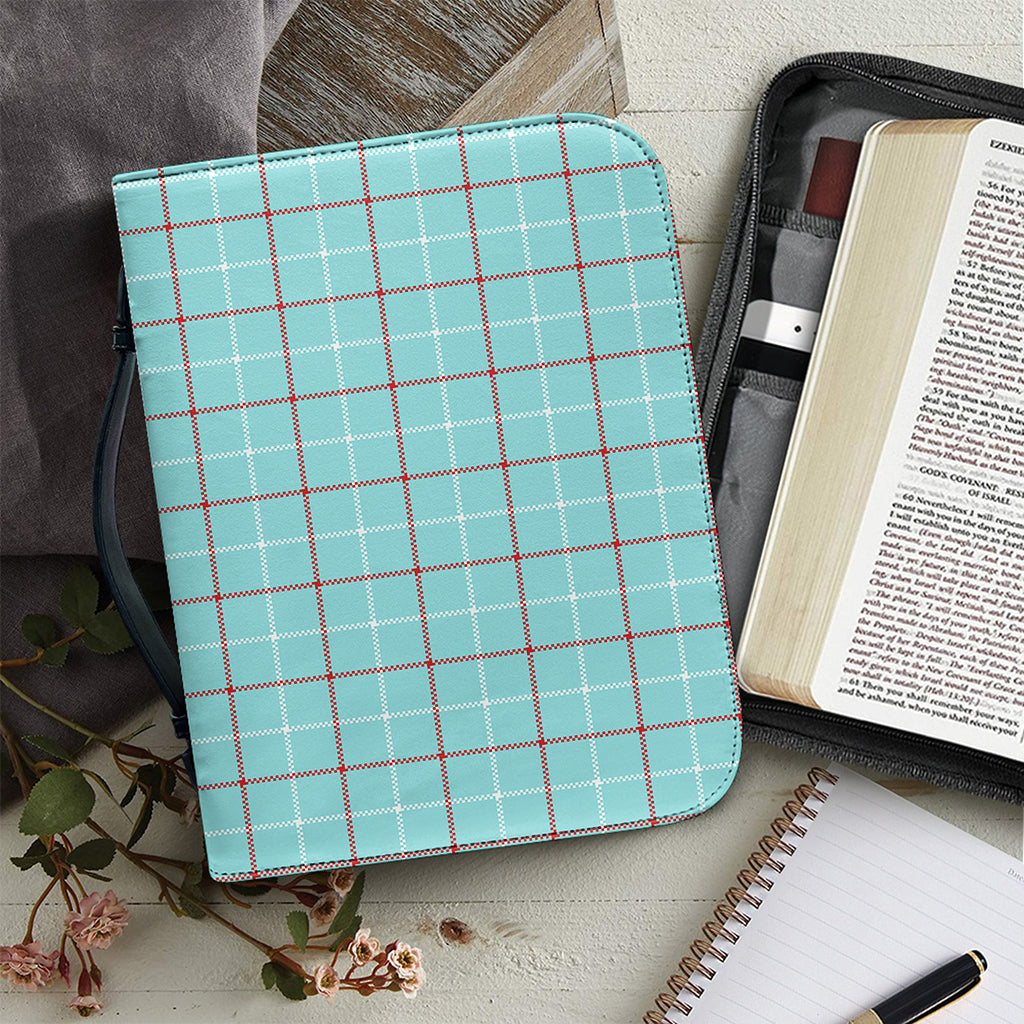 Blue White And Red Tattersall Print Leather Bible Cover