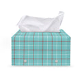 Blue White And Red Tattersall Print Leather Tissue Box Cover