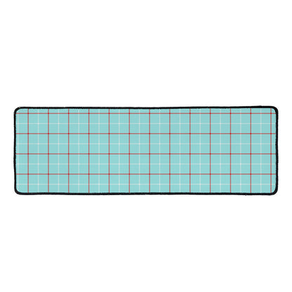 Blue White And Red Tattersall Print Long Kitchen Mat