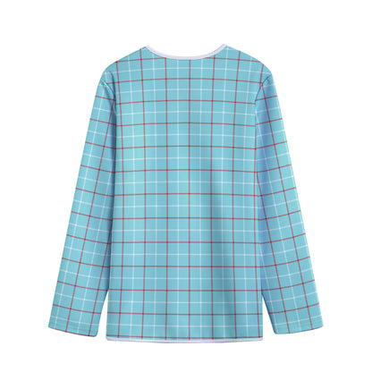 Blue White And Red Tattersall Print Long Sleeve Short Coat