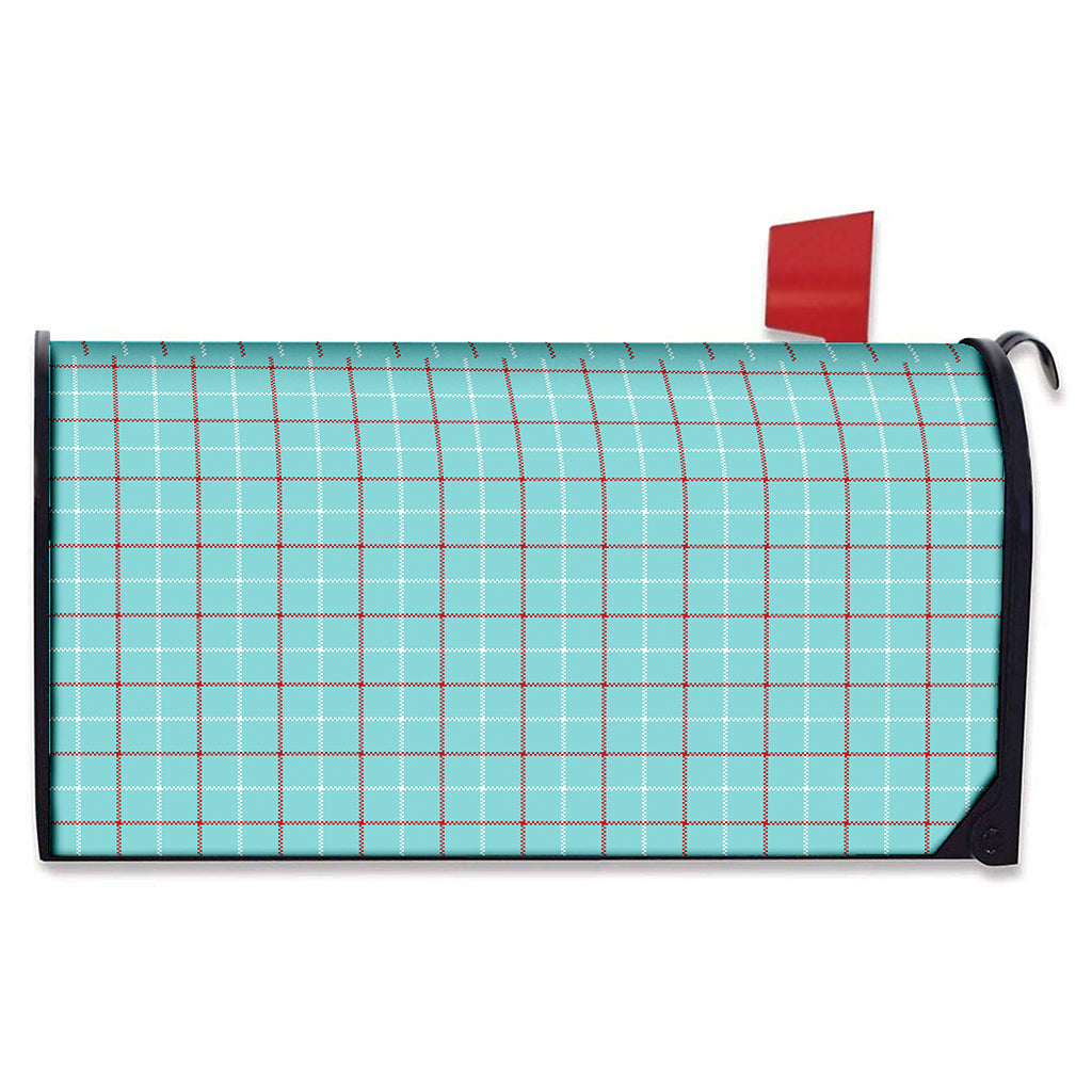 Blue White And Red Tattersall Print Mailbox Cover