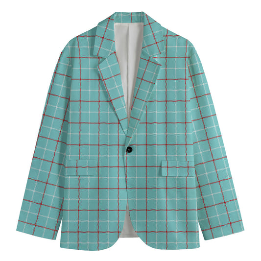 Blue White And Red Tattersall Print Men's Blazer