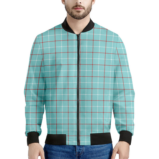 Blue White And Red Tattersall Print Men's Bomber Jacket