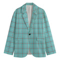 Blue White And Red Tattersall Print Men's Cotton Blazer