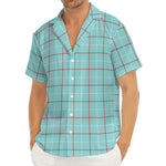 Blue White And Red Tattersall Print Men's Deep V-Neck Shirt