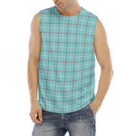 Blue White And Red Tattersall Print Men's Fitness Tank Top