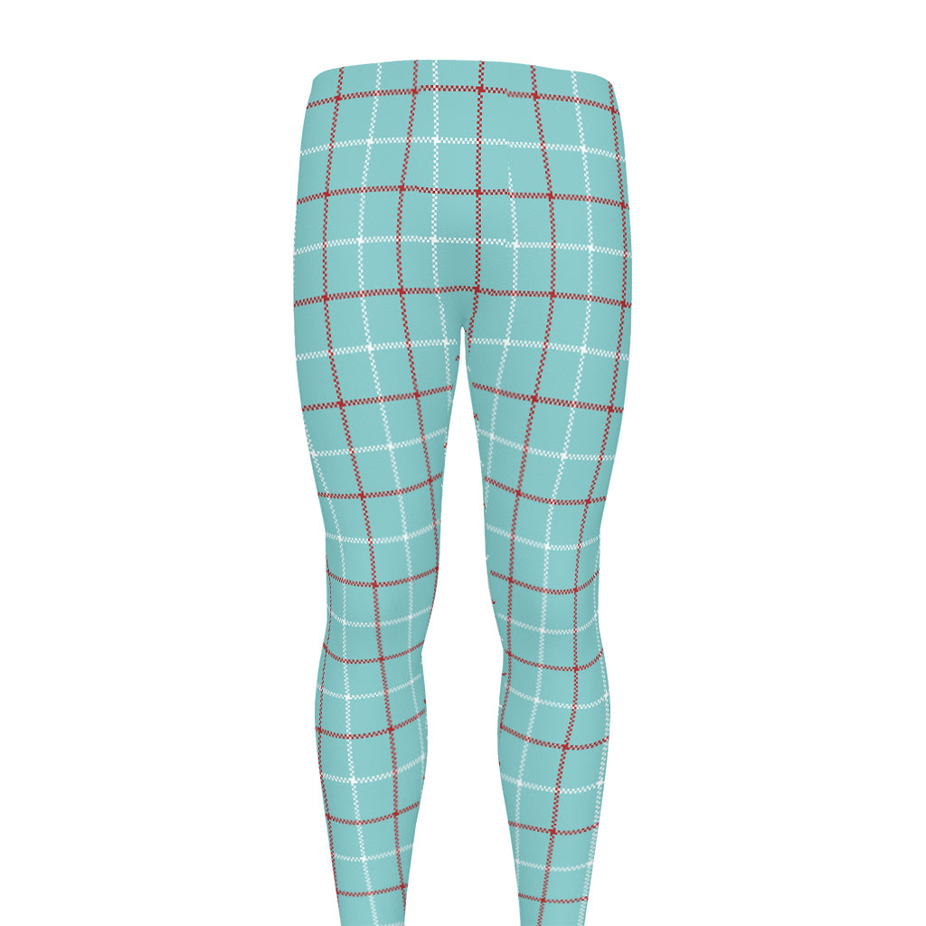 Blue White And Red Tattersall Print Men's leggings