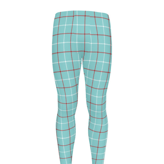 Blue White And Red Tattersall Print Men's leggings
