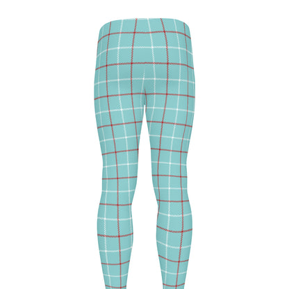 Blue White And Red Tattersall Print Men's leggings