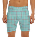 Blue White And Red Tattersall Print Men's Long Boxer Briefs
