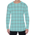Blue White And Red Tattersall Print Men's Long Sleeve T-Shirt
