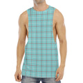 Blue White And Red Tattersall Print Men's Muscle Tank Top