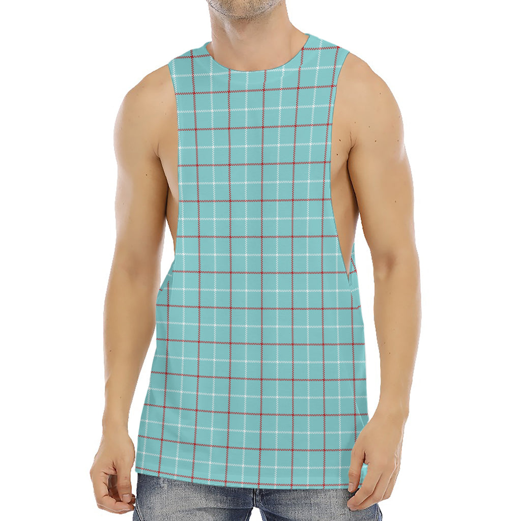 Blue White And Red Tattersall Print Men's Muscle Tank Top
