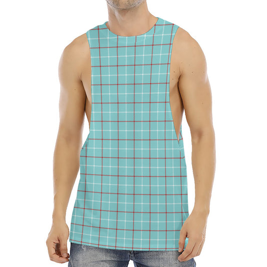 Blue White And Red Tattersall Print Men's Muscle Tank Top