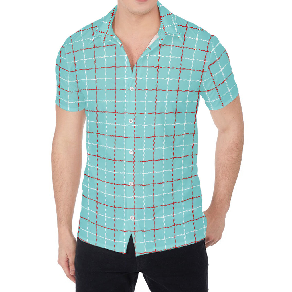 Blue White And Red Tattersall Print Men's Shirt