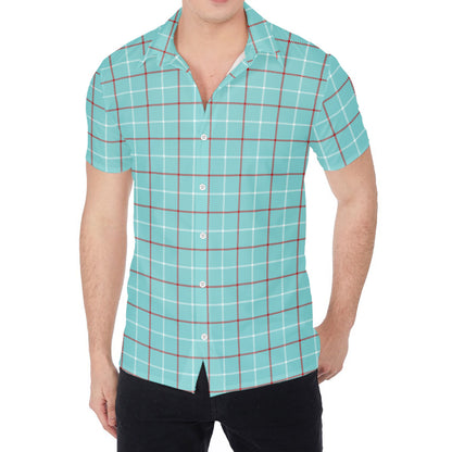 Blue White And Red Tattersall Print Men's Shirt