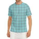 Blue White And Red Tattersall Print Men's Short Sleeve Rash Guard