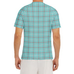 Blue White And Red Tattersall Print Men's Short Sleeve Rash Guard