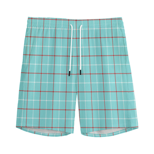 Blue White And Red Tattersall Print Men's Sports Shorts